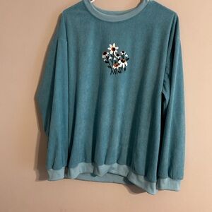 Floral Embroidered Teal Sweater